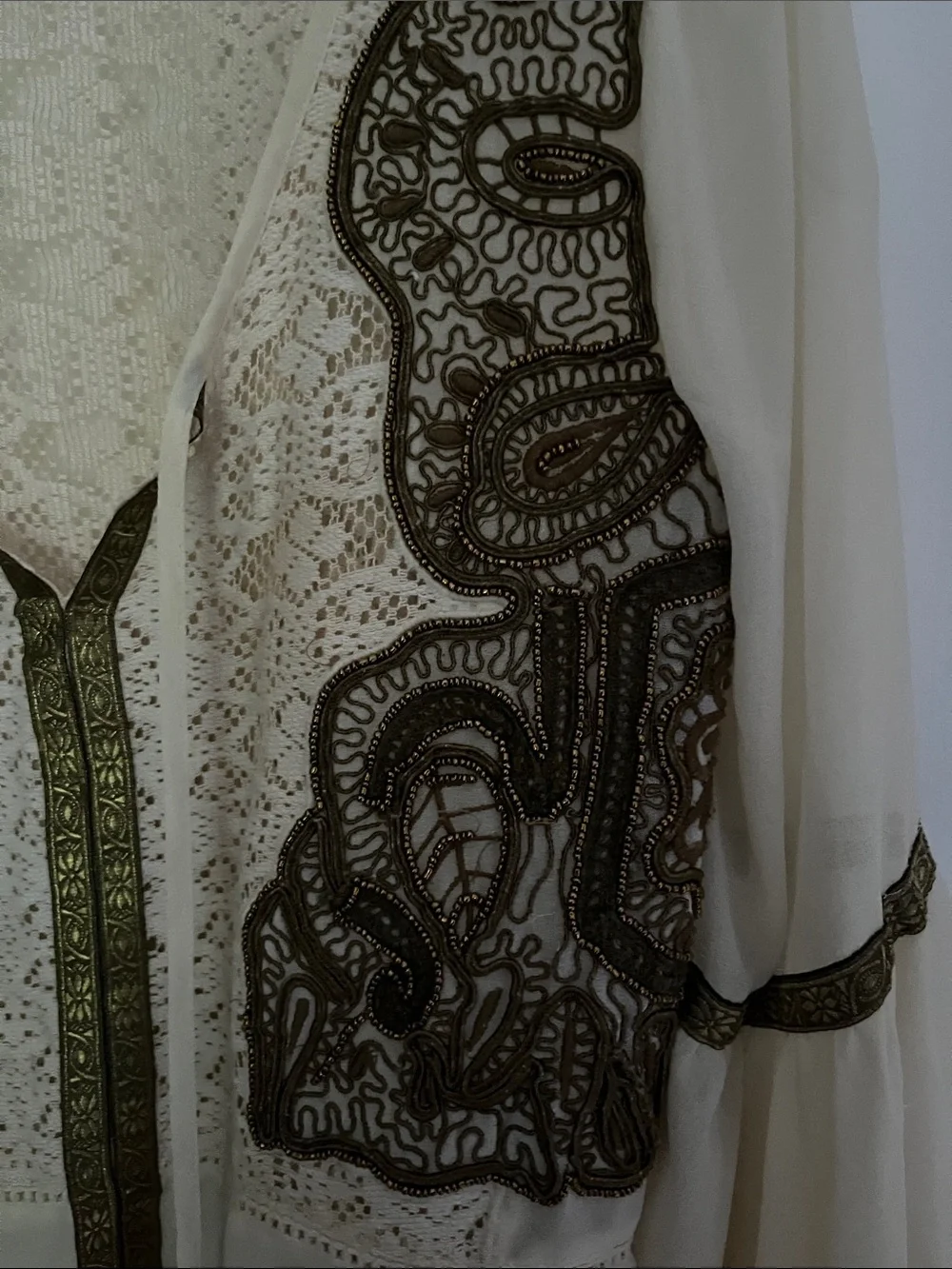 Free People Lace Sequin Trim Bell Sleeve Dress